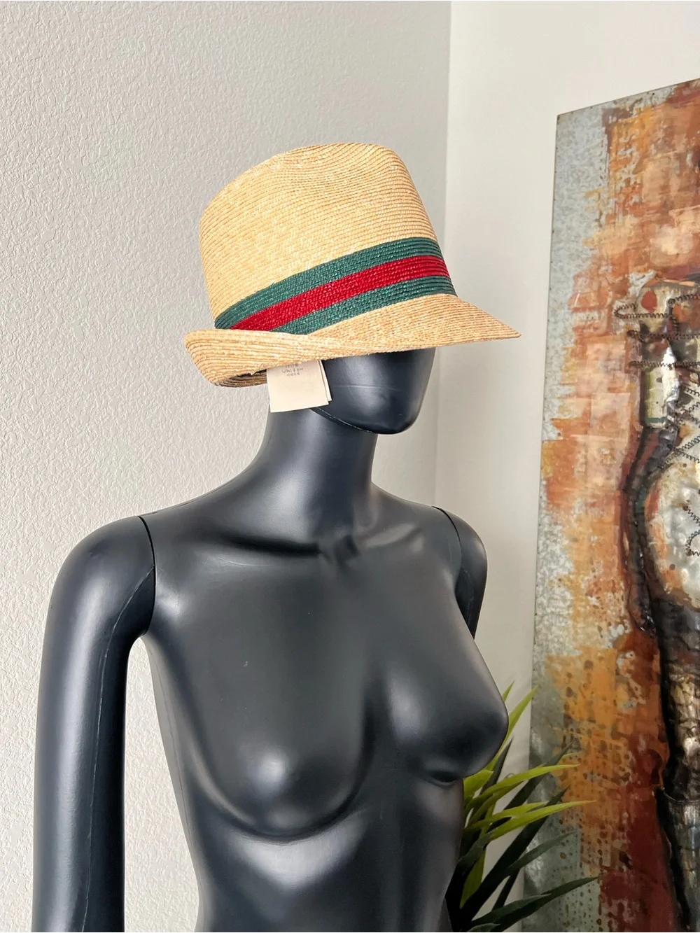 Gucci Straw Fedora with Signature Web Stripe